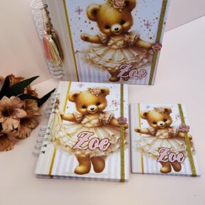 Combo  Livro do Bebê + Caderneta de Vacina + Mini Porta Documentos Ursa Bailarina
