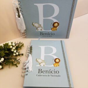 Combo Livro do Bebê + Caderneta de Vacina Safari Azul