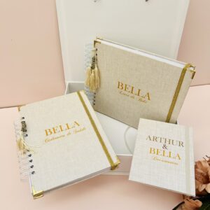 Combo  Caixa Livro do Bebê + Caderneta de Vacina Linho Bella