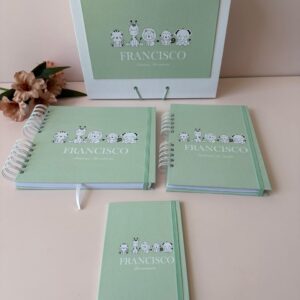 Combo  Caixa Livro do Bebê + Caderneta de Vacina Safari Gustavo