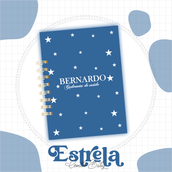 Caderneta de Vacina Azul com Estrelas