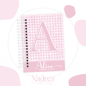 Caderneta de Vacina Xadrez Rosa