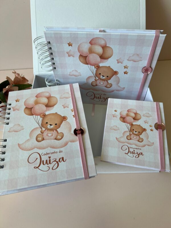 Combo Caixa + Livro do Bebê + Caderneta Ursa Baloeira Rosa - Imagem 3