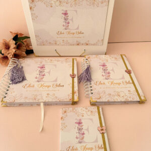 Combo Caixa + Livro do Bebê + Caderneta  Borboletas Lilás