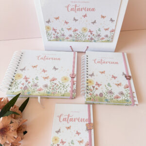 Combo Caixa + Livro do Bebê + Caderneta Jardim das Borboletas