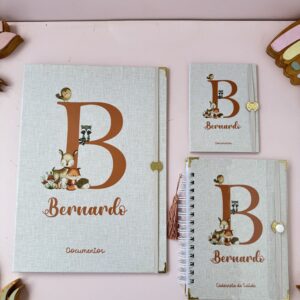 Combo Caderneta + Porta Doc G + Porta Doc Mini - Bosque