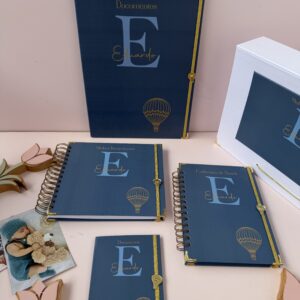 Combo Maternidade Afetiva + Porta Doc G - Balão Azul com Dourado