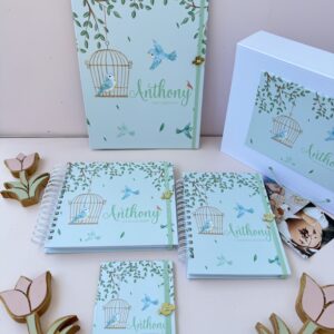 Combo Maternidade Afetiva + Porta Doc G - Passarinhos Azul e Verde Água