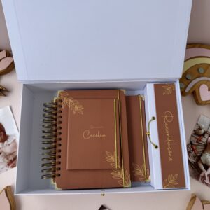 Combo Maternidade Afetiva- Marrom com Folhagem Dourada