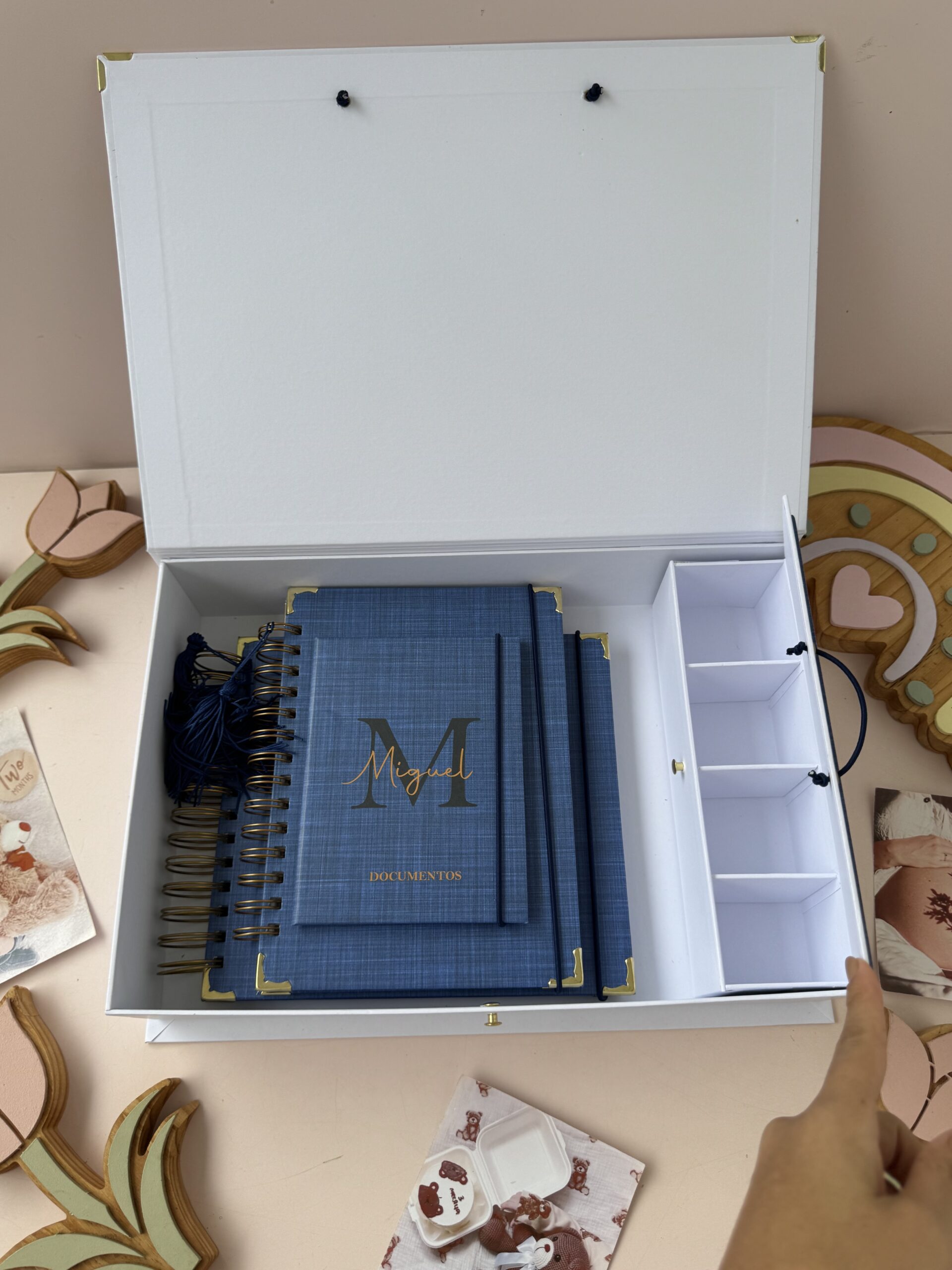 Combo Maternidade Afetiva - Linho Azul Marinho com Dourado - Imagem 2