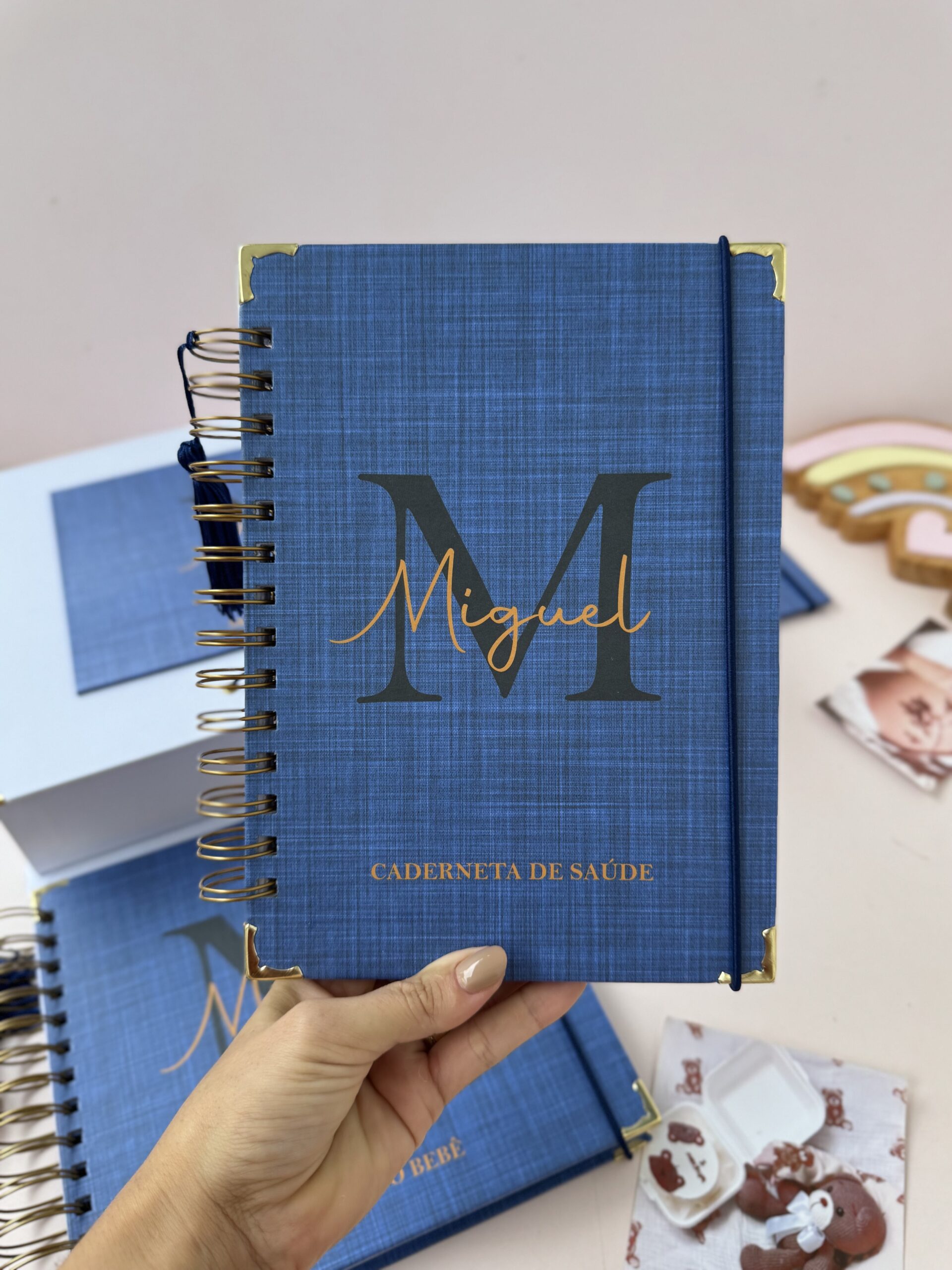 Combo Maternidade Afetiva - Linho Azul Marinho com Dourado - Imagem 6