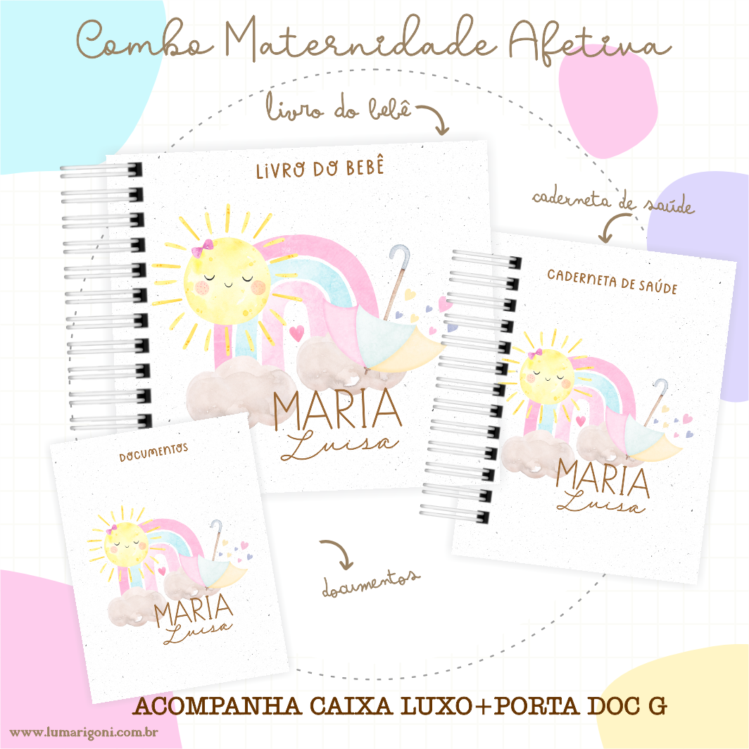 Combo Maternidade Afetiva + Porta Doc - Chuva de Amor
