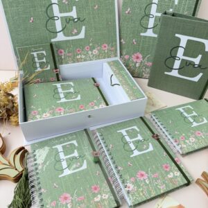 Combo Completo + Álbum de 12 meses Luxo dos Sonhos - Linho Verde Floral Eva