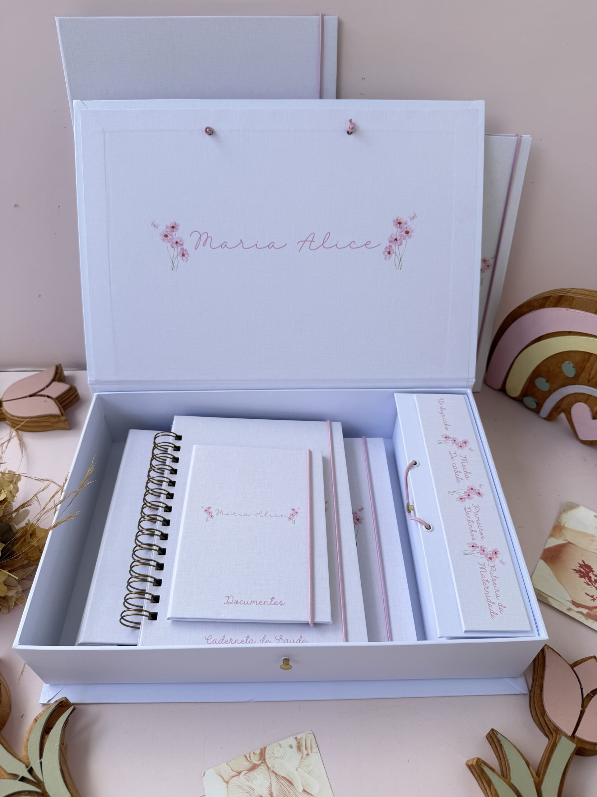 Combo Completo Luxo dos Sonhos - Linho Bege Floral Minimalista Maria Alice - Imagem 3