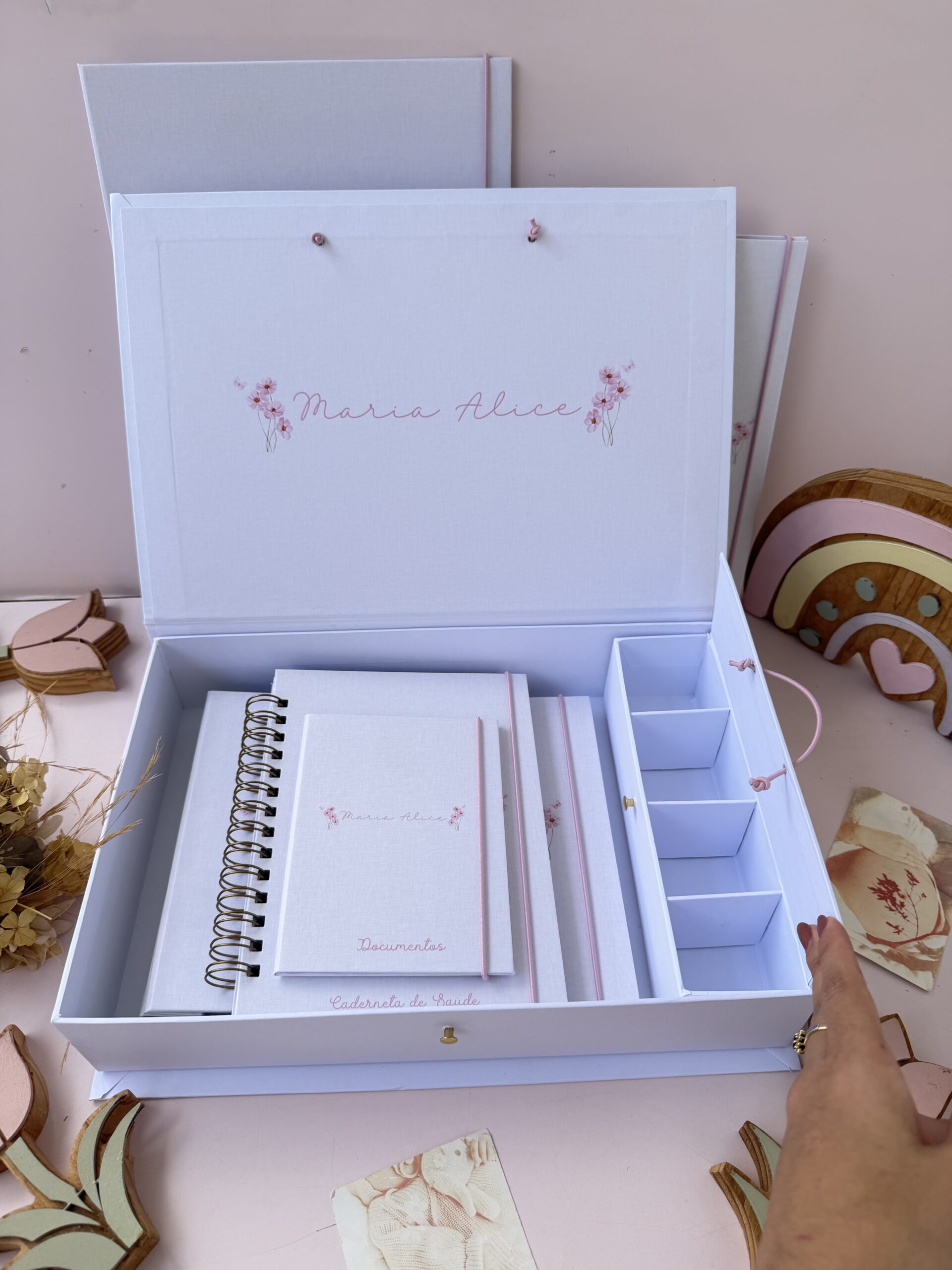 Combo Completo Luxo dos Sonhos - Linho Bege Floral Minimalista Maria Alice - Imagem 5