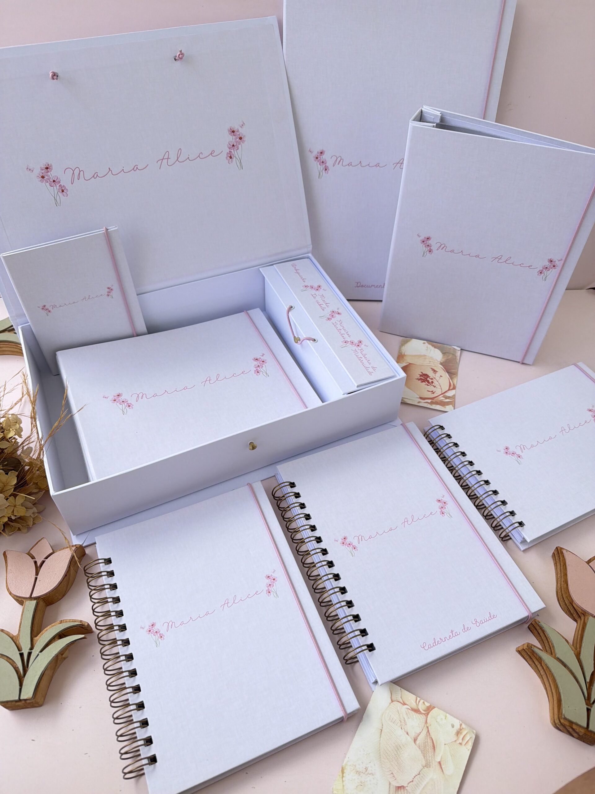 Combo Completo Luxo dos Sonhos - Linho Bege Floral Minimalista Maria Alice